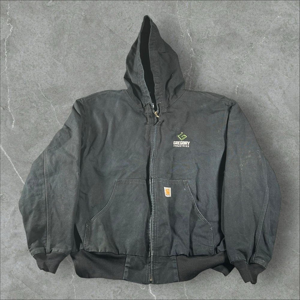 Vintage‎ Carhartt Jacket Mens 2XL Black Hooded Active Workwear 104868 BLK Loose